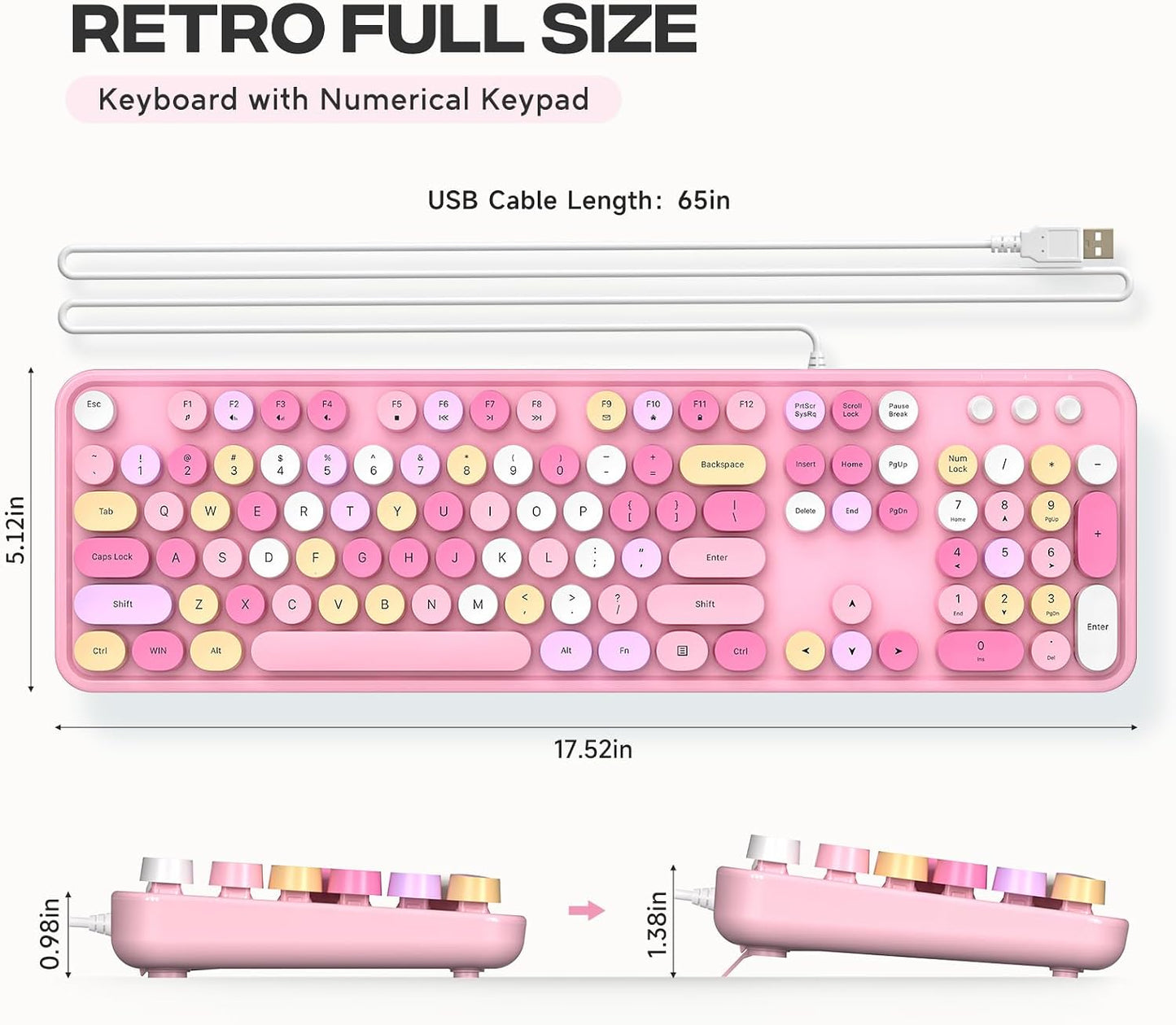Dilter 104 Wired Keyboard, Keys Full-Sized Typewriter Keyboards, USB Plug and Play Office Keyboard with Number Pad