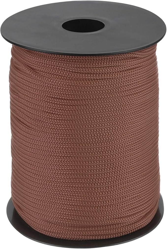 MECCANIXITY 1/8 Inch Polypropylene Rope Braided Ropes, 328ft Nylon Rope Hollow Utility Cord for Clothesline, Camping, Hiking, Outdoor, Dark Coffee