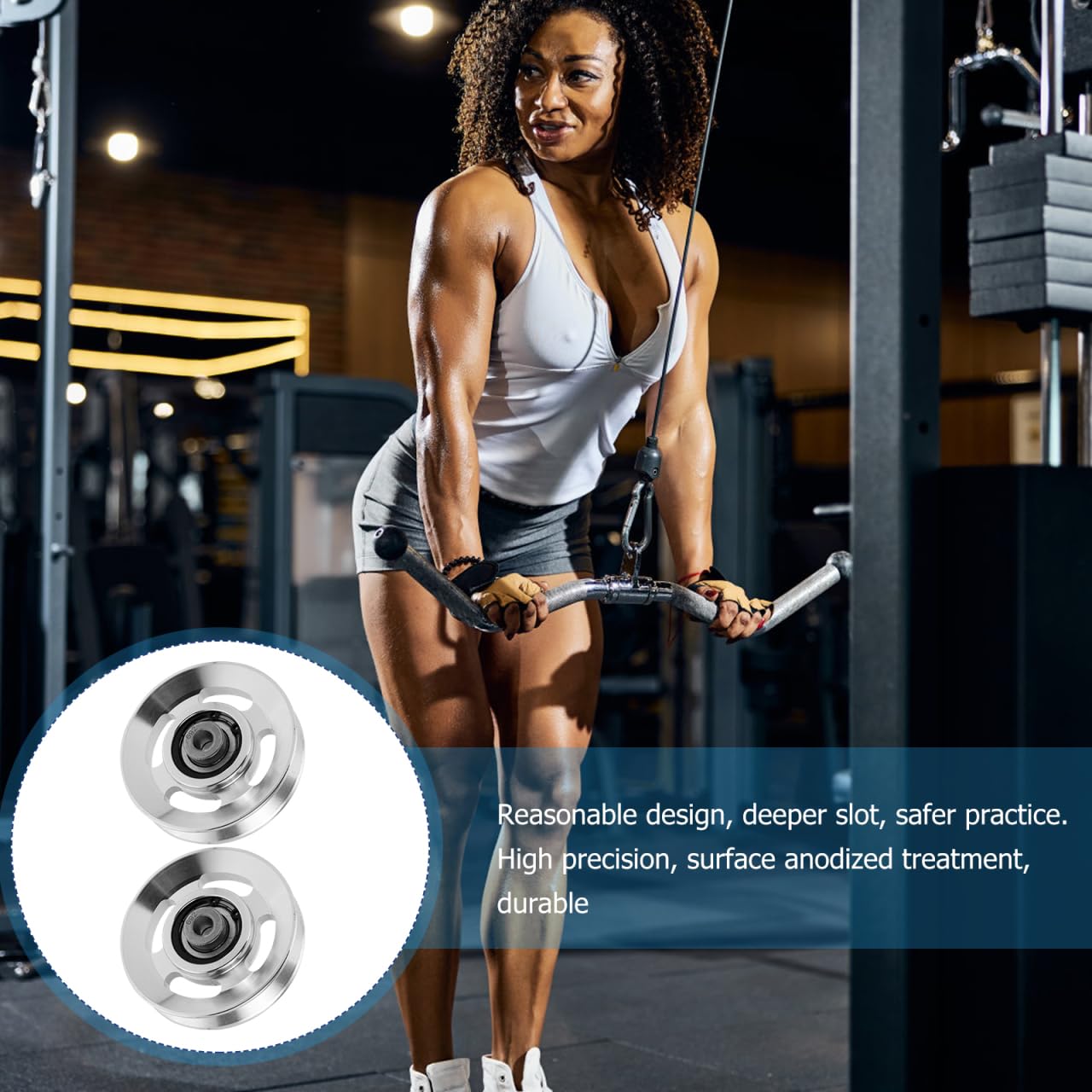 ULTECHNOVO 2-Pack 3.46" Aluminum Alloy Cable Pulley Wheels, Deep-Groove Quiet Bearings for Smooth Home Gym Machine Replacement, Fits LAT Pulldown, Triceps Pushdown & Cable Crossover