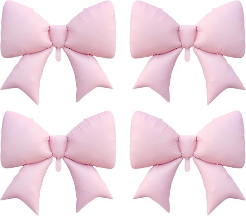 4Pcs Giant Pink Bow Balloons - 38 Inch Coquette Birthday Party Supplies | Bridal Engagement & Valentine's Day Decor