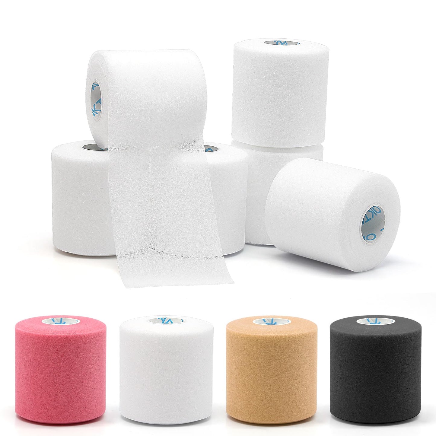 OK TAPE Pre Wrap Tape (6-Rolls, 12 Yds) - Athletic Foam Underwrap for Sports, Protect for Ankles Wrists Hands and Knees, 2.75 Inches - White