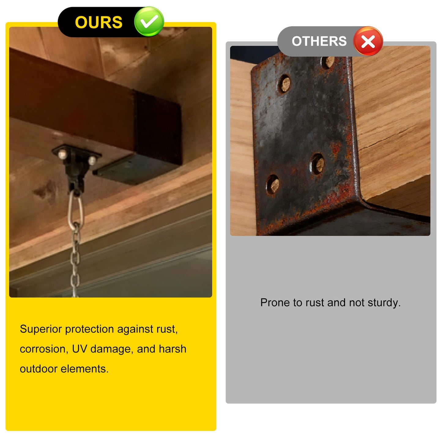 CNQLIS 4 Pcs 6x6 Pergola Wall Mount Bracket, 11 Gauge(3 mm Thick) Heavy Duty Joist Hanger Inner Width:5-1/2" fit 6x6 Nominal Wood Beam
