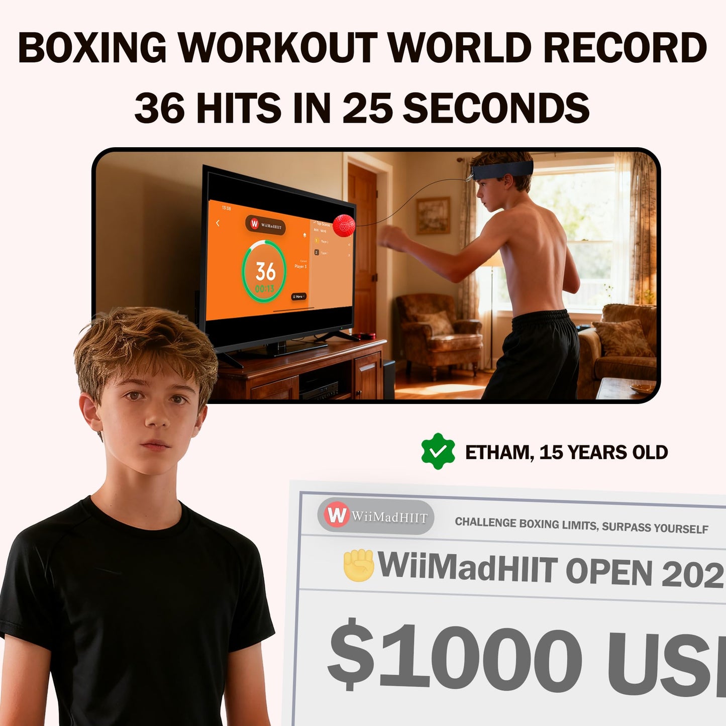 WiiMad Boxing Reflex Ball with App Punch Counter, Reaction Ball for Hand Eye Coordination Training, Boxing Equipment with Headband, Punching Game for Kids, Teens & Adults, Fitness Gift