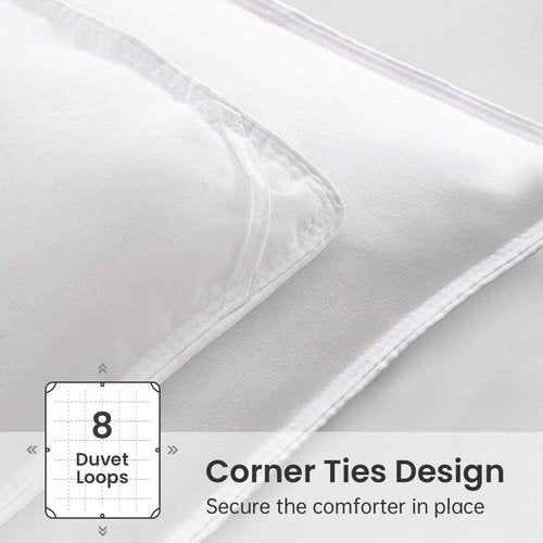 EASELAND Down Alternative Comforter Queen Size - Quilted Duvet Insert for All Seasons, Soft Cozy with Corner Tabs, Summer Winter Warm Bedding, Pure White 88×88