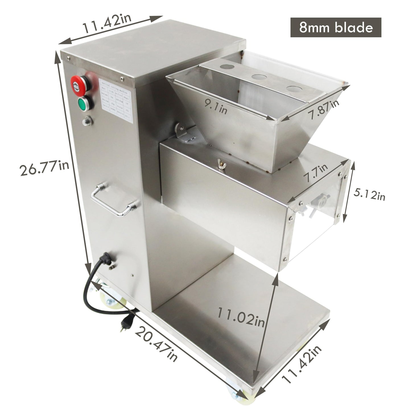 TECHTONGDA Commercial Meat Slicer Meat Cutting Machine with 8mm Blade Electric Stainless Steel Meat Cutter Slicer Steak Pork Meat Cutter Slicer TJ130L 882LBS/H 110V