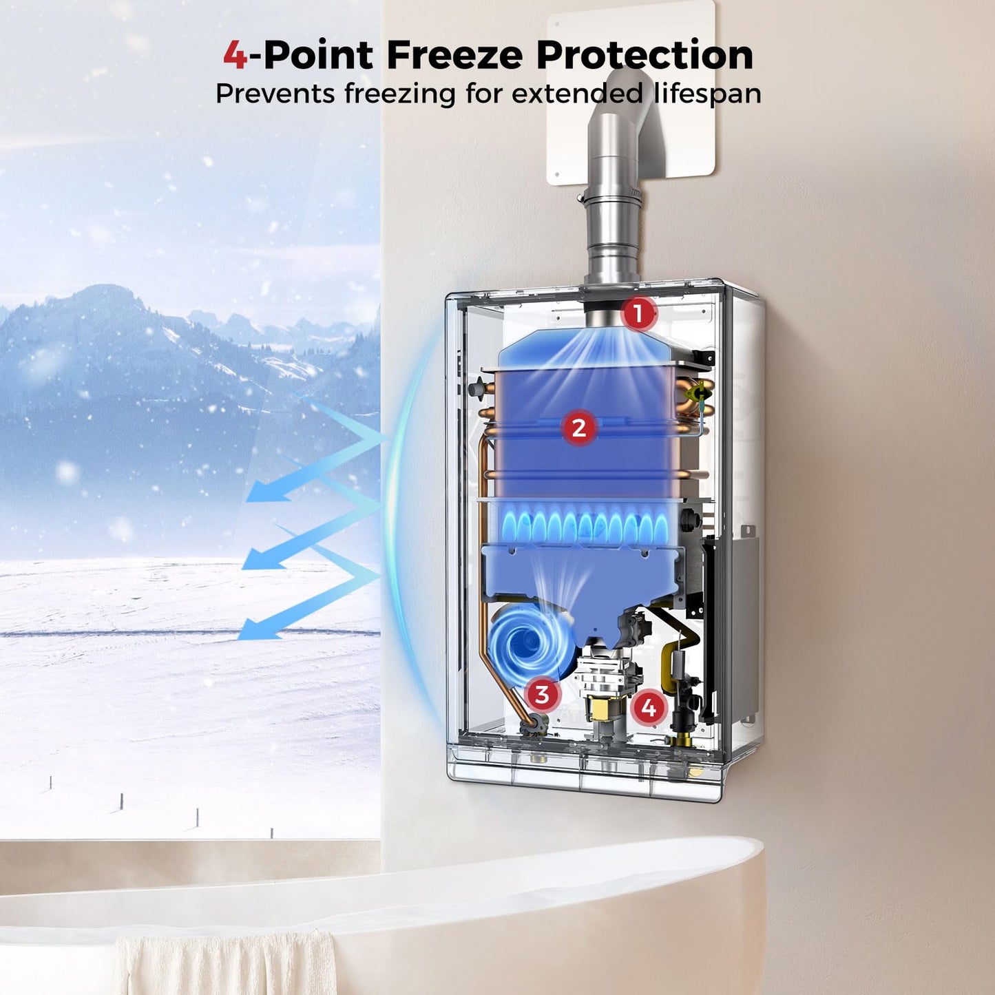 CAMPLUX Climatech 7 170,000 BTU(Real Data) Tankless Water Heater Propane, 6.86 GPM Up to 7.6 GPM, CSA Certified Residential On-Demand Instant Tankless Hot Water Heater Propane Indoor, 4-6 Outlets