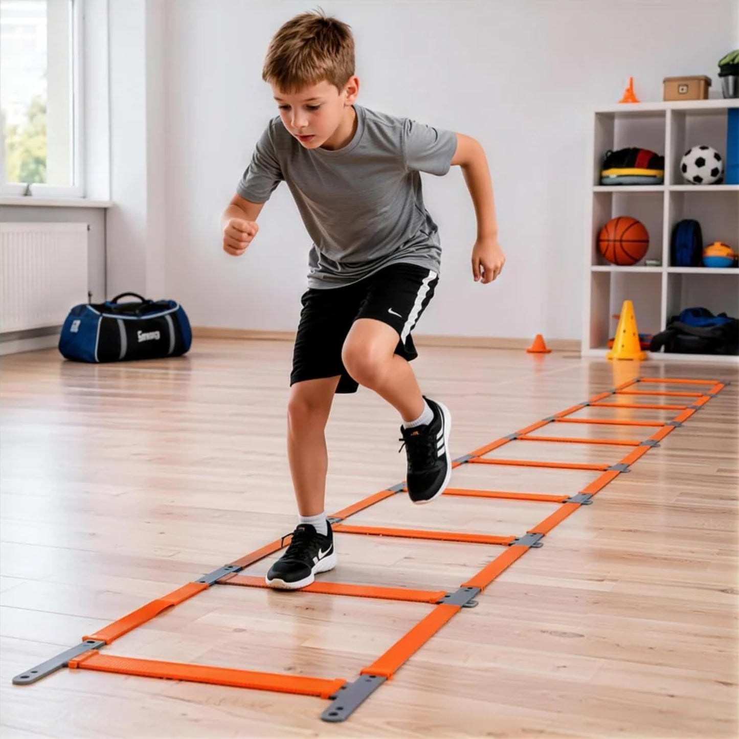UULENNYM Speed Ladder, Agility Ladder Speed Training Equipment, 2-in-1 Adjustable Hurdle Ladder for Soccer, Rugby, Fitness, Footwork and Agility Training