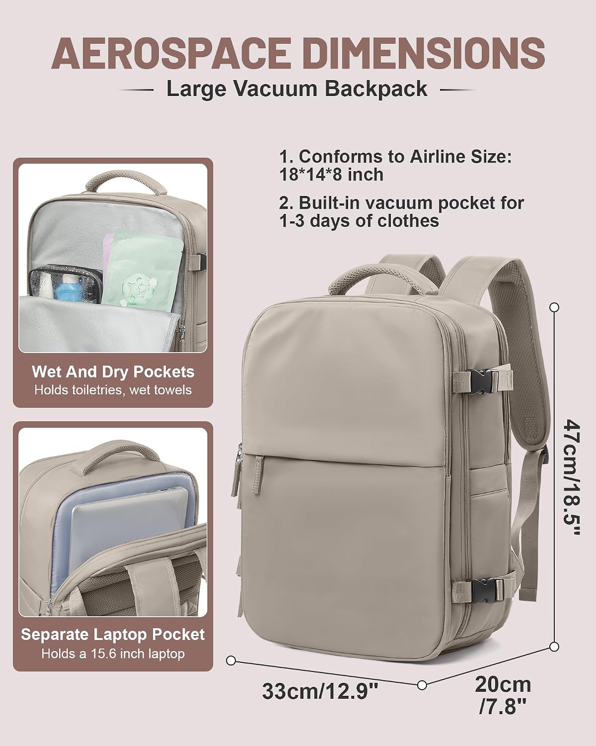Backpack Backpacks Backpack Vacpack Backpacks Vacuum With Pump Large Travel Laptop For Women Men Carry On With Vacuum