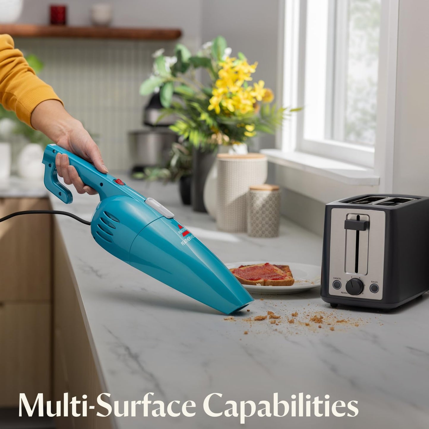 Bissell 2033M Featherweight Stick Lightweight Bagless Vacuum and Electric Broom with Crevice Tool for Hard Floors and Carpets, Blue