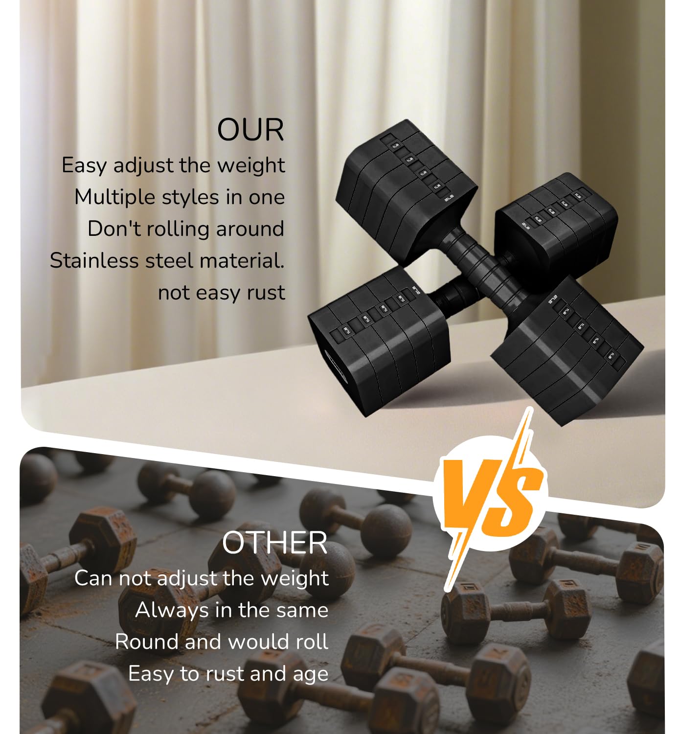 20LB Adjustable Dumbbell Set Hand Weights for Women Men, Exercise Fitness dumbbell Adjust dumbbells set of 2 for Home Gym Workout Strength Training Equipments Black