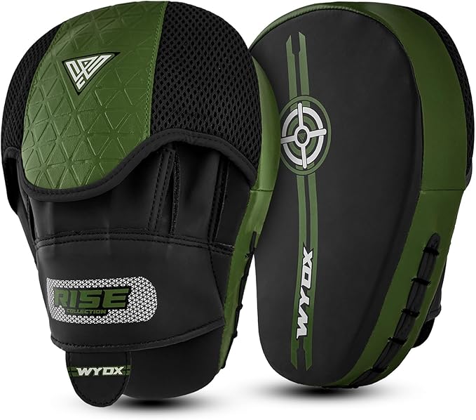 WYOX Curved Focus Mitts for Boxing & MMA | Durable PU Leather Punching Pads with Adjustable Strap | Ideal for Muay Thai, Kickboxing, Martial Arts Training – Hand Target Strike Shield for Men & Women