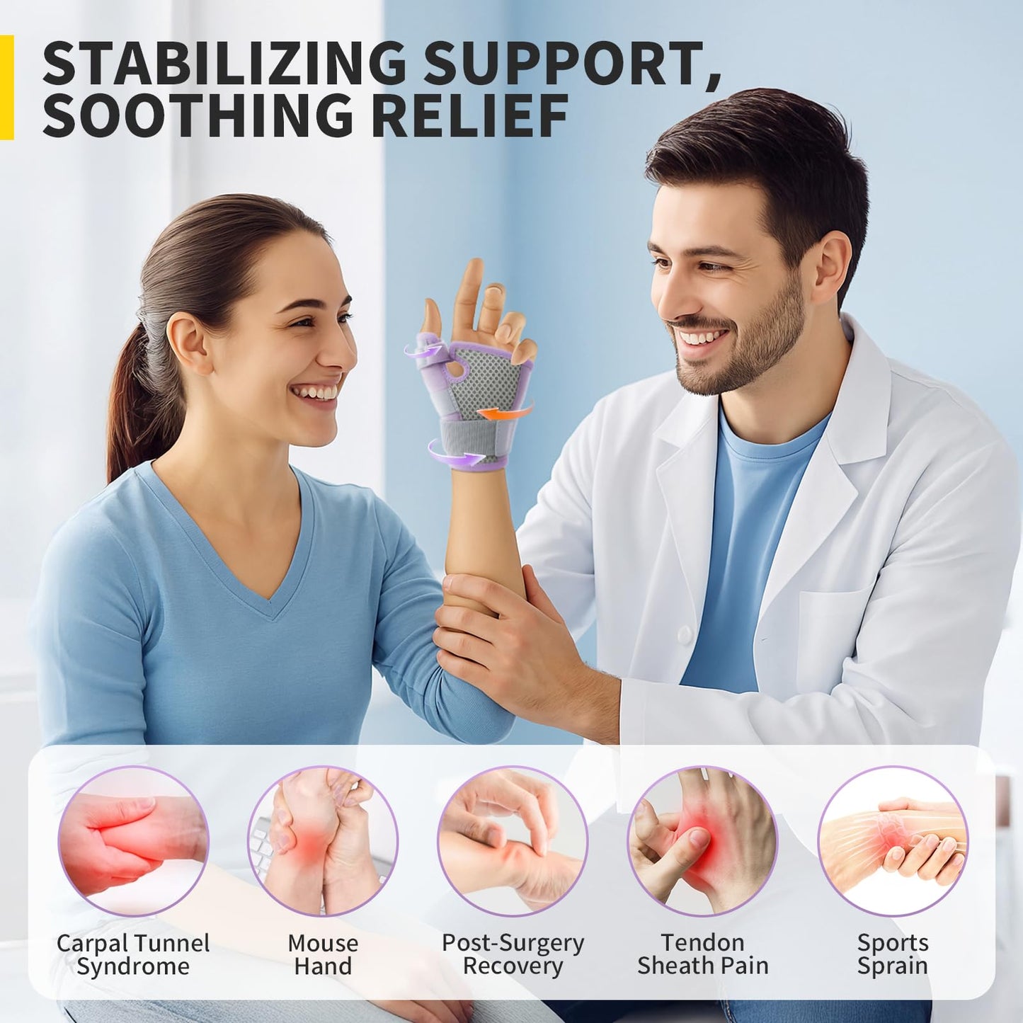 CAMBIVO Thumb Brace for CMC Joint Pain Relief, Arthritis, Tendinitis & De Quervain’s, Adjustable Thumb Spica Splint with Open-Palm Design for Typing & Daily Tasks, Breathable Reversible Stabilizer for Left/Right Hand