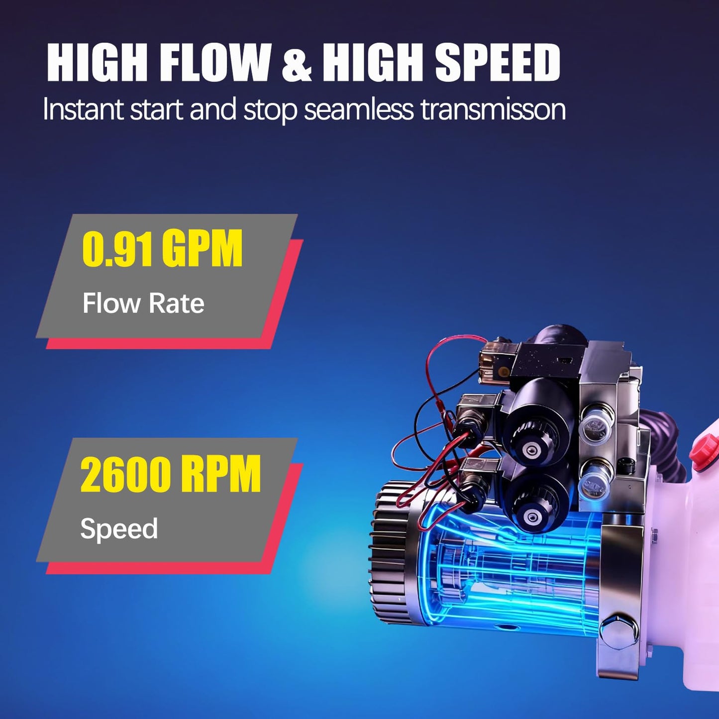 SHORELEV Hydraulic Motor Dump Trailer Pump, 12V DC Double Solenoid Double Acting Hydraulic Power Unit, 8L Plastic Reservoir, for Dump Trucks, Snow Plows, Tow Trucks, and Industrial Machinery