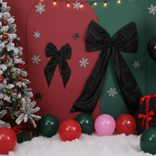 Black Bow Decor | 2-Pack Large & Small Coquette Wall Backdrop for Valentine's Day & Weddings