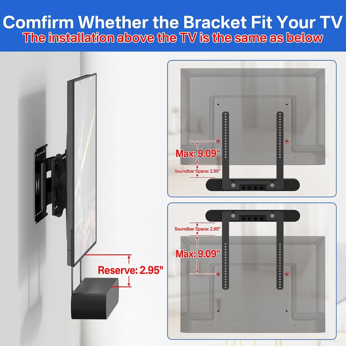Yibracki Heavy Duty Soundbar Mount for Sonos Ray TV Mount - Height Adjustable Soundbar TV Mount for Sonos Ray Mounting