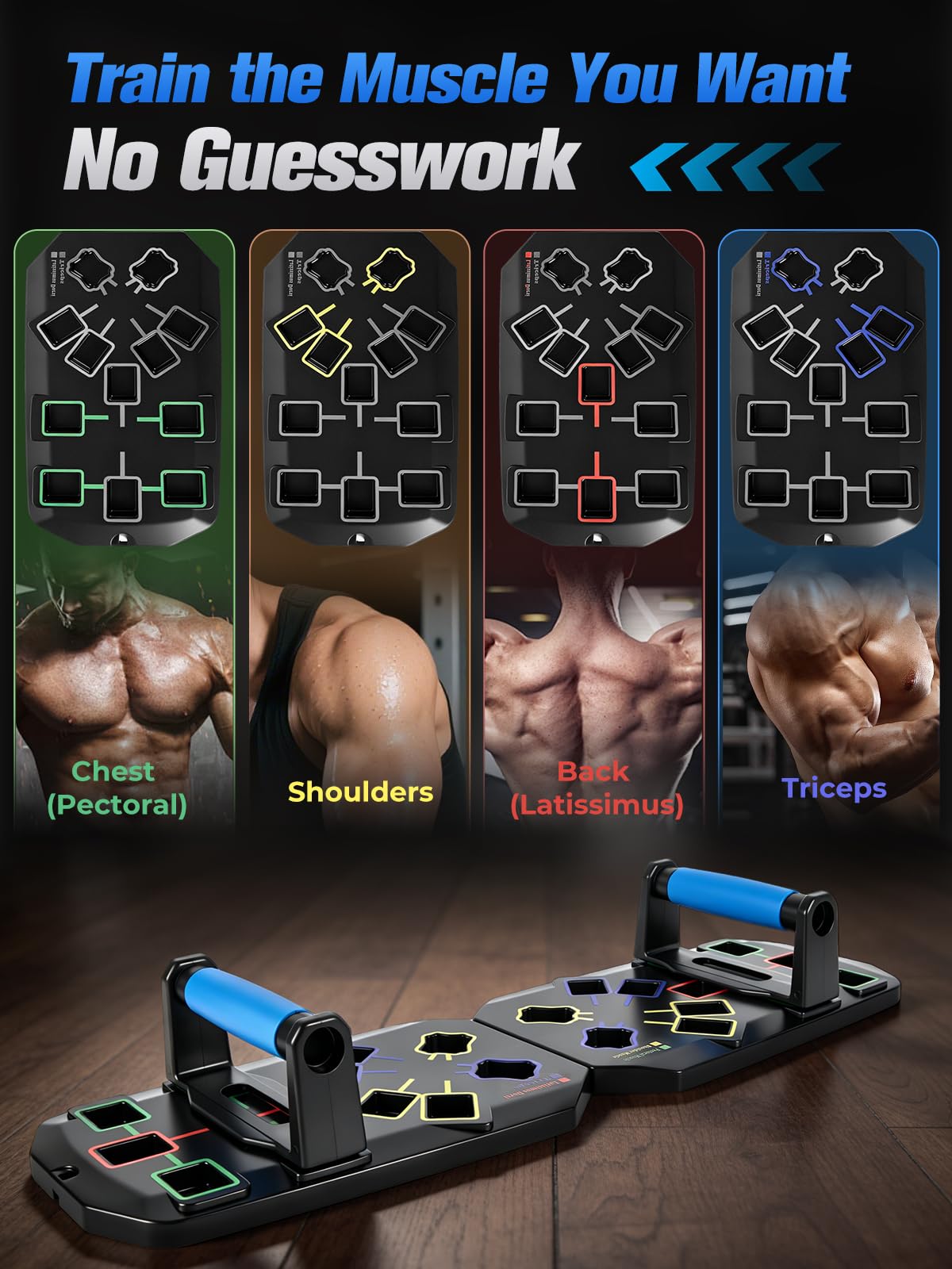 Push Up Board With Square Slots, Puzzle-Style Snap Design Workout Equipment With Handles for Home Gym Fitness Training for Men and Women