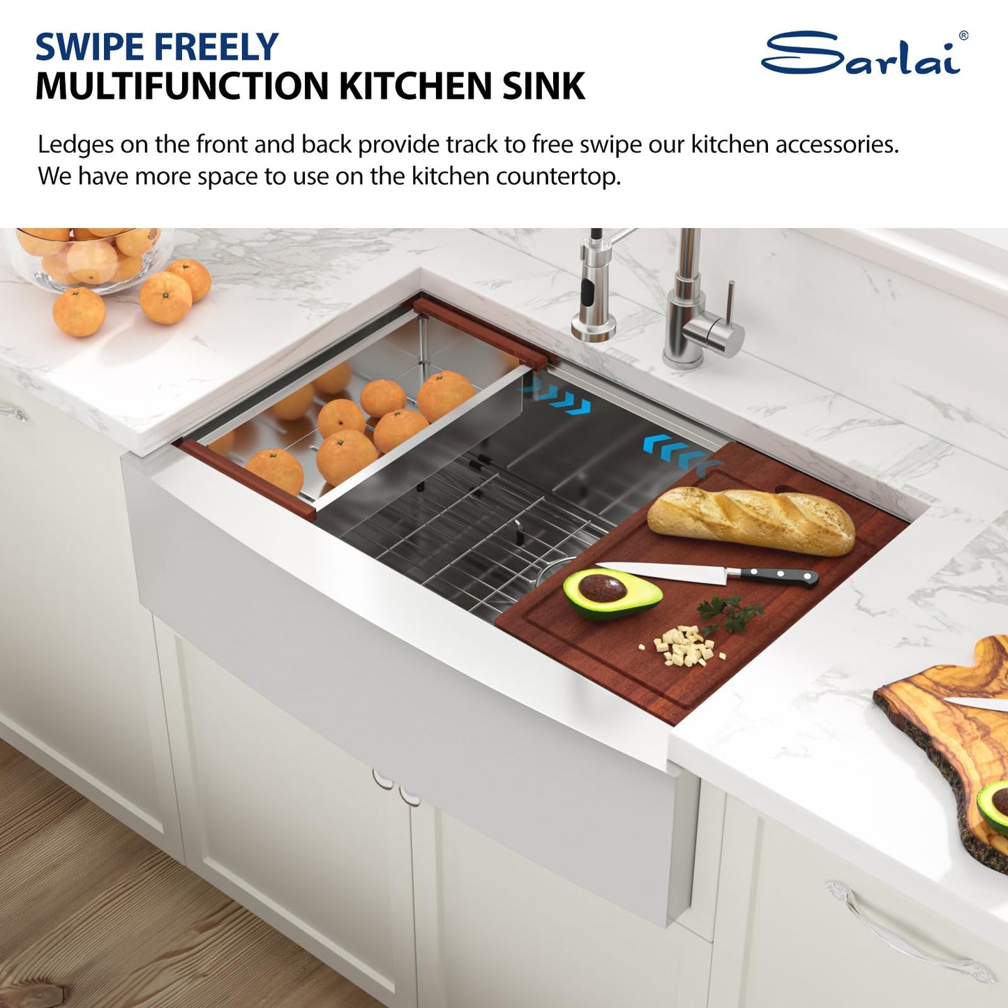 Sarlai 30 Farmhouse Kitchen Sink Stainless - 30 x 22 Inch Farmhouse Sink Ledge Workstation Sinks Apron Front Single Bowl 16 Gauge Stainless Steel Luxury Kitchen Farm Sinks