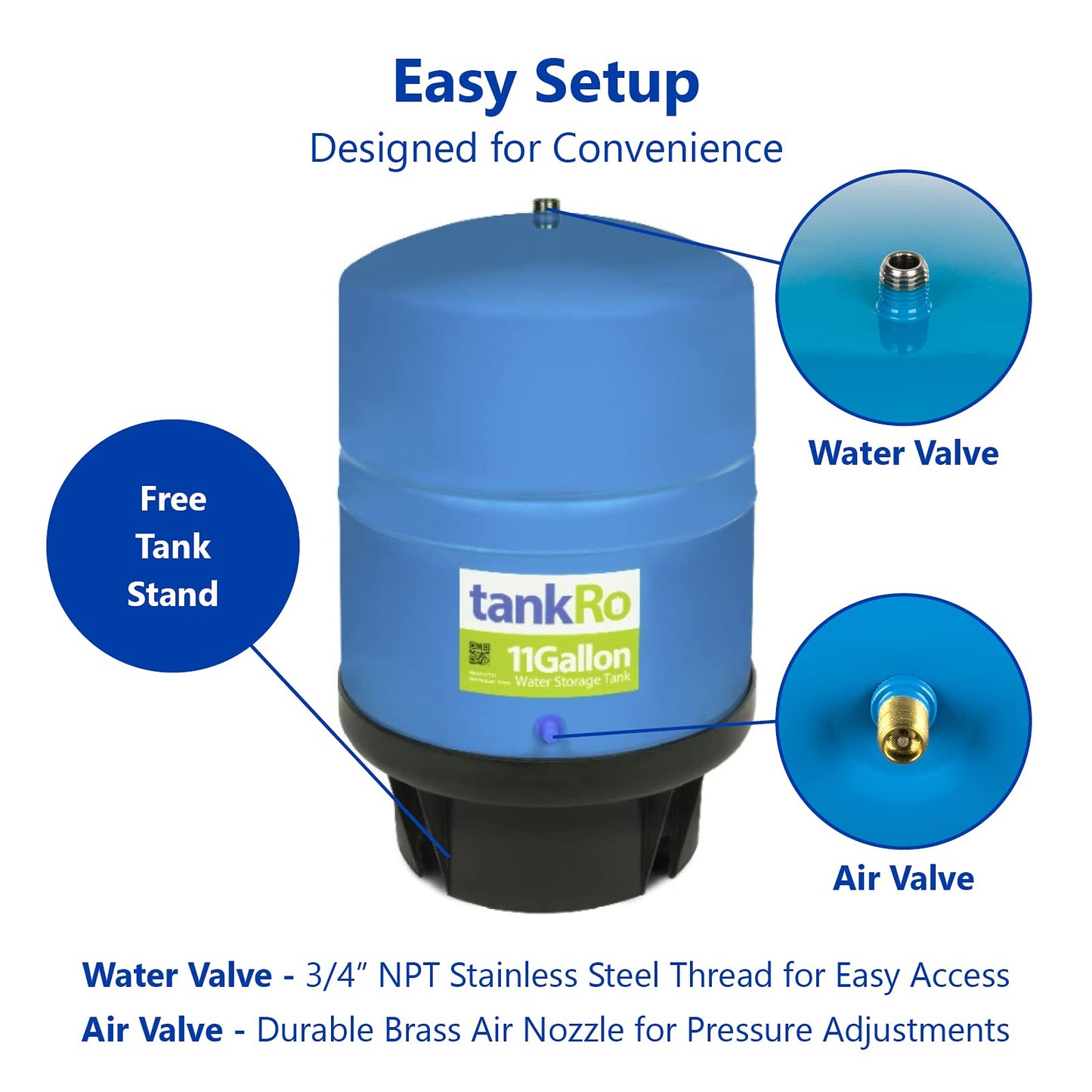 tankRO – RO Water Filtration System Expansion Tank – 11 Gallon Water Tank – Large Reverse Osmosis Water Storage Pressure Tank