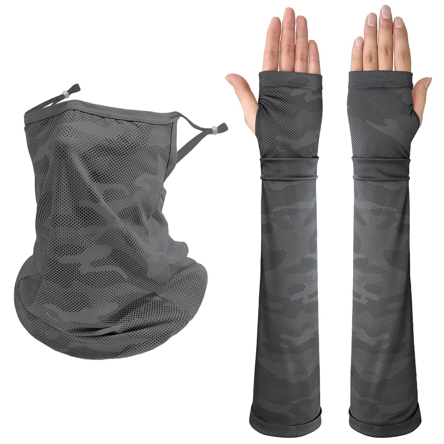 RainFlowwer Dark Grey UV Sun Protection Arm Sleeves for Men Women Teenager, Ice Silk Cooling Arm Sleeves for Running Fishing Cycling Driving Gardening Hiking