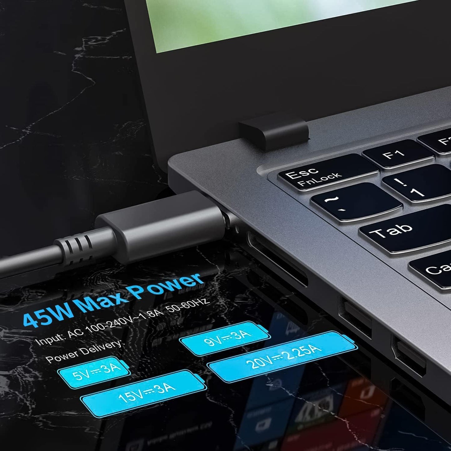 DECSZDY 45W USB-C Laptop Charger Compatible with HP Chromebook Computer and More USB Type C Fast Charging Power Adapter