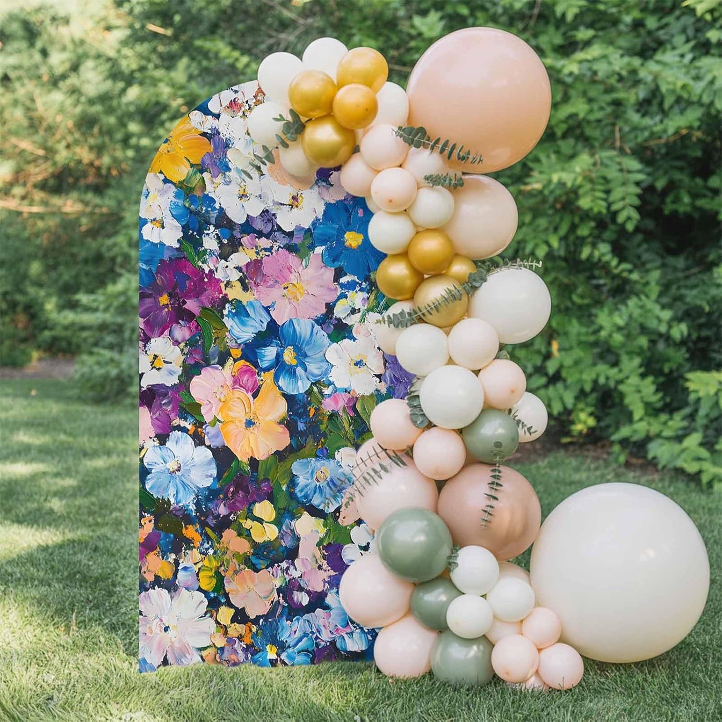 Jnbasdffb 7.2 Spring Floral Wedding Arch Cover,Stretchy Spandex Arch Backdrop Stand Covers FT,Oil Painting Flowers