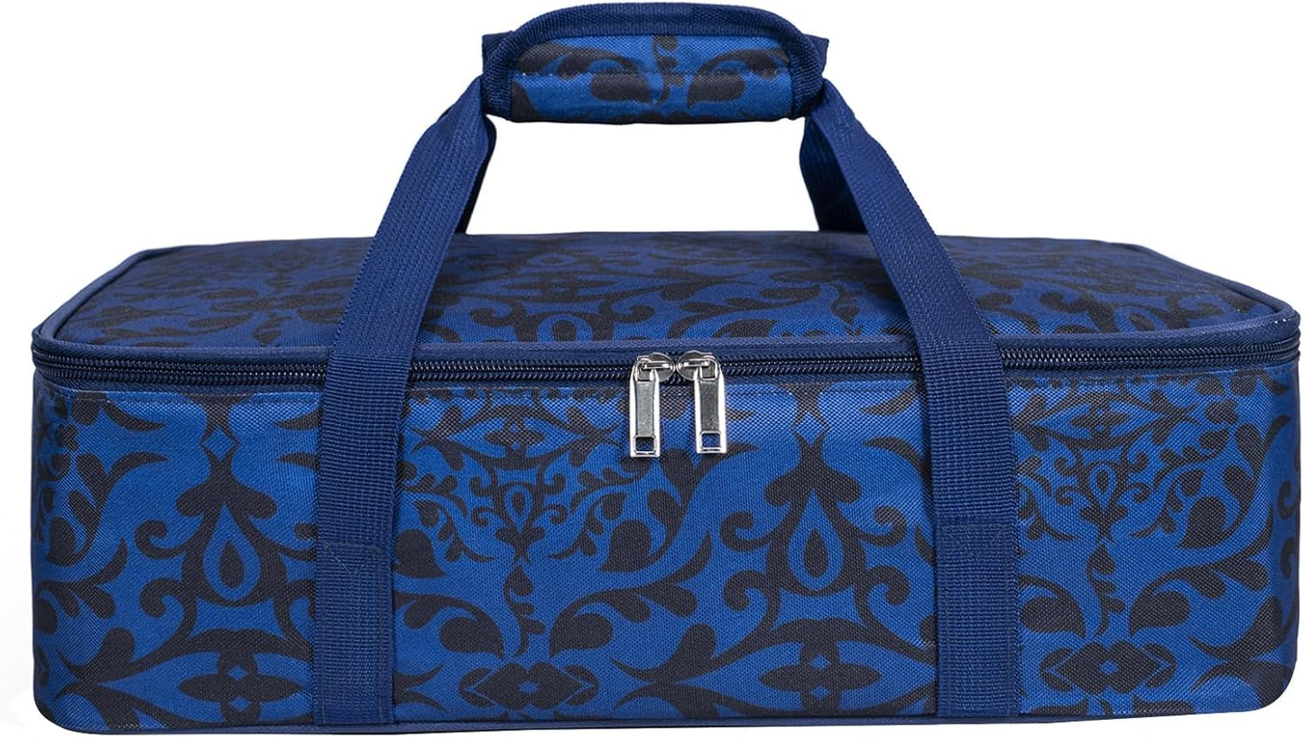 Skiennix Insulated Casserole Carrier Bag - Portable Tote for Hot/Cold Food | Fits 9x13" Dish - Blue/Black