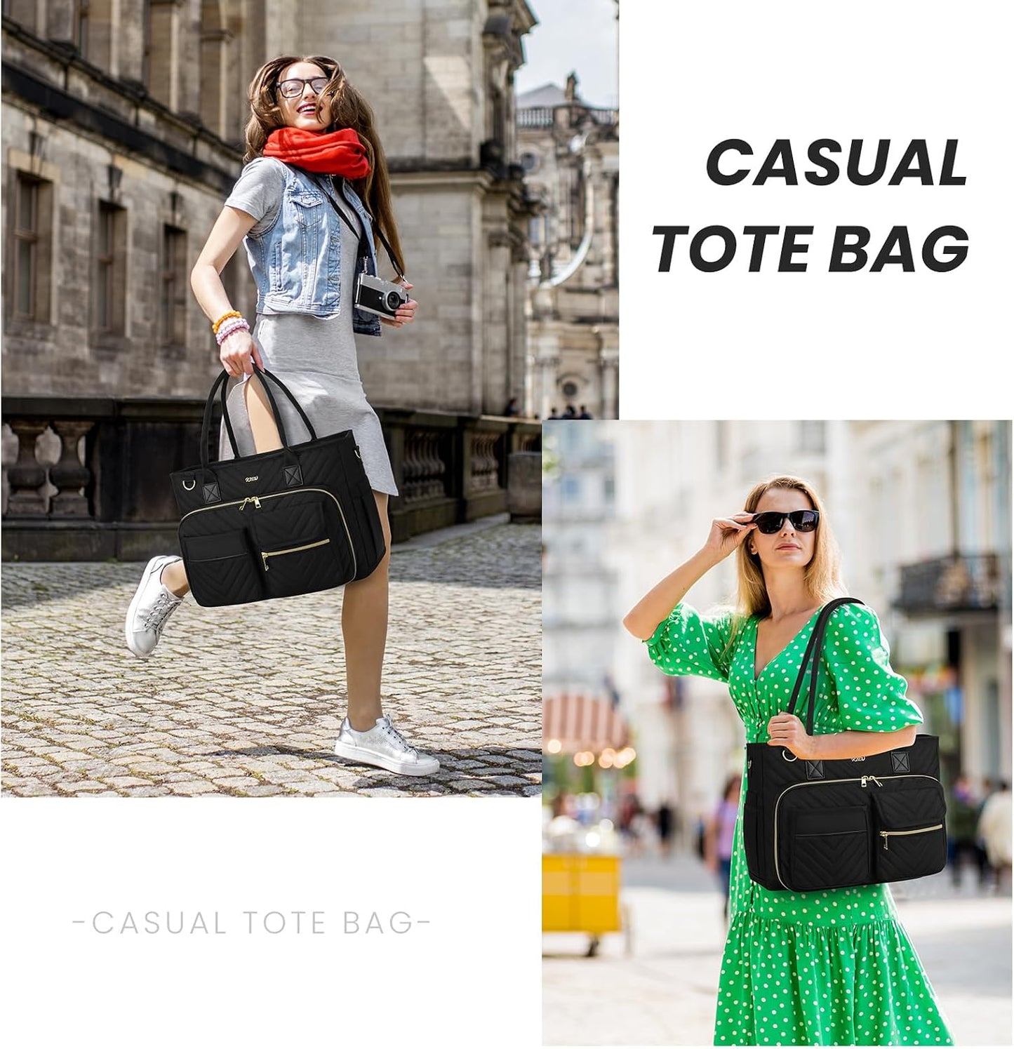Stylish Teacher Tote Bag for Women - Spacious Work Bag with Laptop Compartment and Shoulder Strap