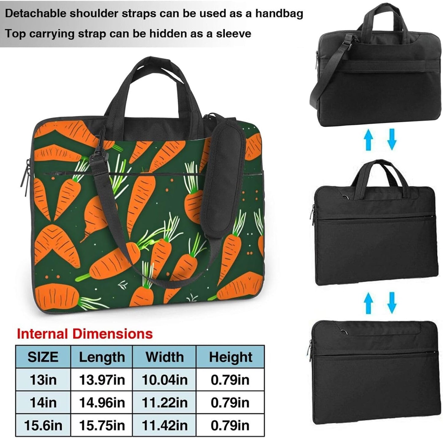 JIPOFD Happy carrot Print Structured Laptop Bag Oxford Cloth Briefcase Padded Shoulder Case with Front Pockets