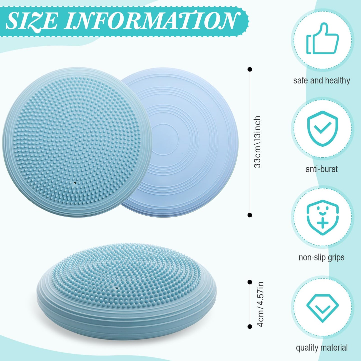 Libima 2 Pcs Wobble Cushion Wiggle Seat Flexible Sensory Seating Balance Disc Board for Men Women Physical Exercise Improving Posture Home Office(Blue)