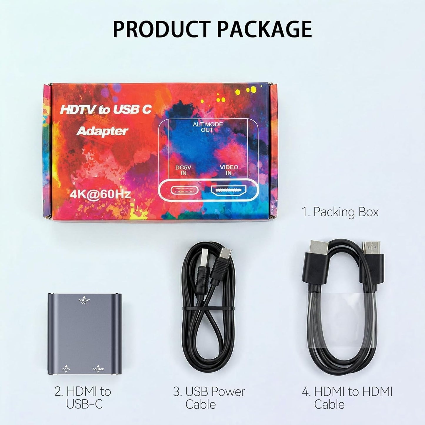KIHENG 4K 60Hz 2, PS4/5, HDMI to USB-C Adapter, HDMI to Type C Adapter for XREAL One/Viture/RayNeo Air/Rokid AR Glasses