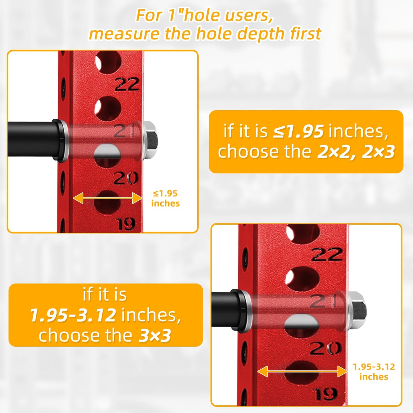 Weight Plate Holder for Power Rack Attachment, Squat Rack Weight Storage for 1 inch Olympic Weight,Compatoble with 2x2, 2x3, 3x3 Power Cage, Fit 1"and 5/8" Hole (3×3)