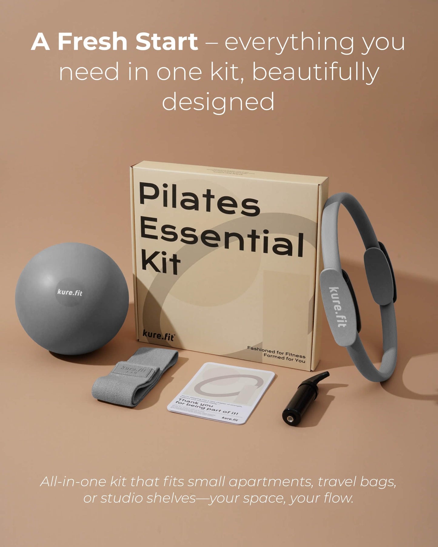 kure.fit Pilates Kit for Women – Home Pilates Equipment Set with Ring, Ball & Resistance Bands | Pilates Starter Kit with Accessories in Gift Box