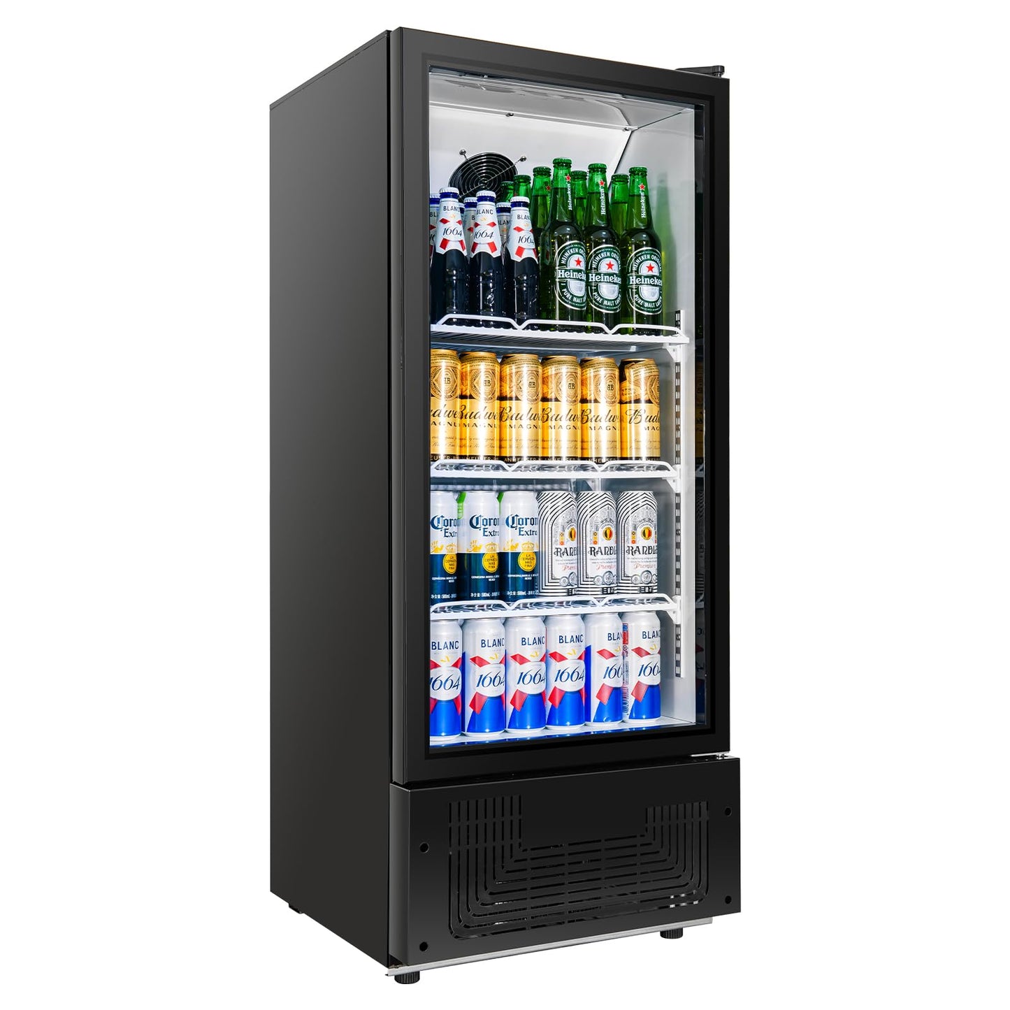 BINGERMA 6.5 Cu.Ft Commercial Beverage Refrigerator Glass Door Upright Drink Cooler Display Fridge with Adjustable Shelves and LED Light for Restaurant Bar Store Office