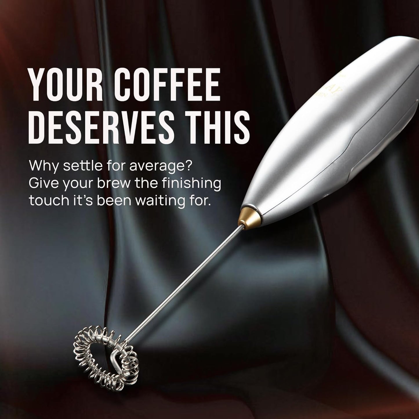 Zulay Kitchen Milk Frother - Luxury Handheld Electric Foam Maker for Coffee & Lattes | Includes 4 Duracell Batteries