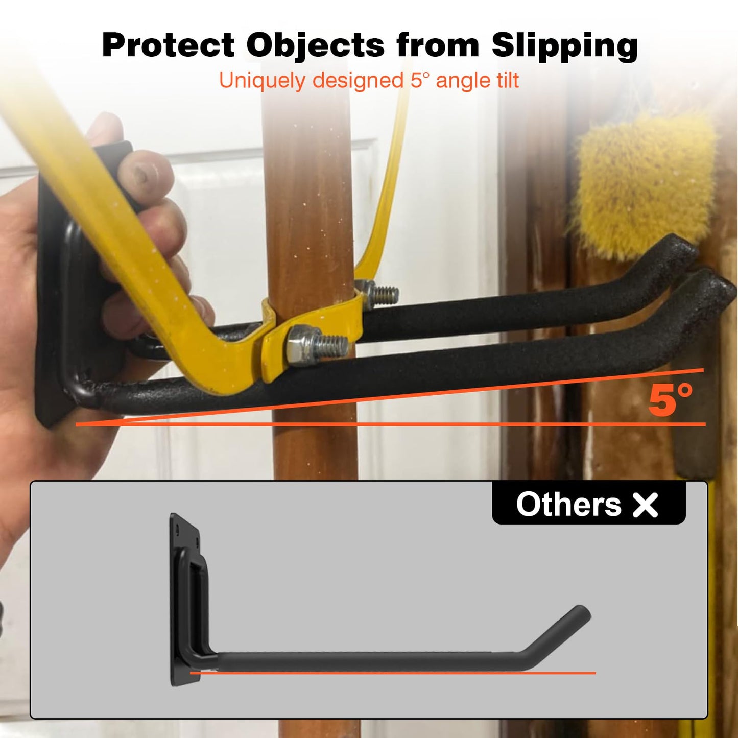 Mutilife 6 Packs 7.8inch Heavy Duty Garage Hooks, Garage Storage Organizer for Tool Organization, Shed Metal Utility Hooks Hanger for Tires, Bikes, Shed, Chair, Ladder, Ski and Snowboard