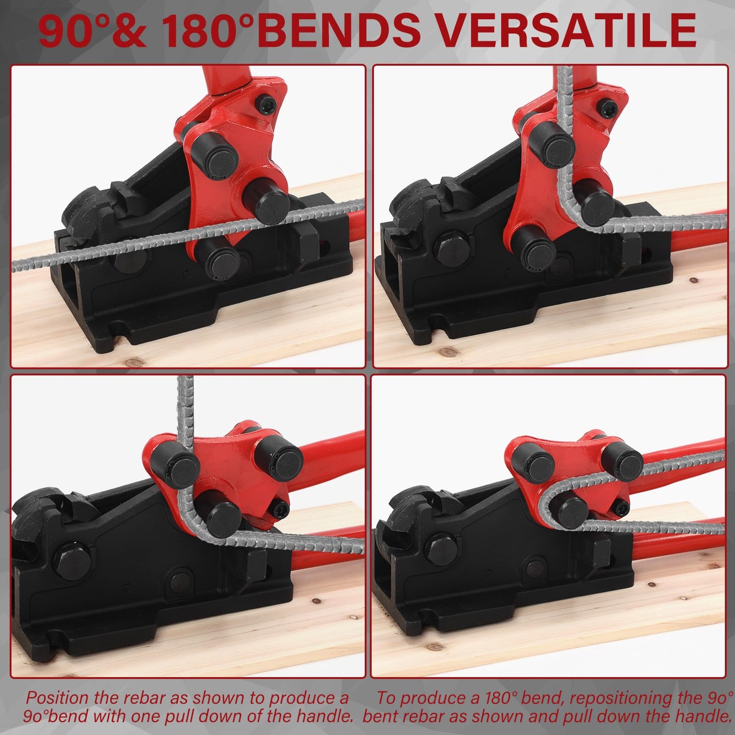 Threlaco Rebar Bender & Cutter 2 in 1 Rod Bender Metal Bending Tool Manual Effortlessly Cut and Bend Rebar up to 5/8" Bending Machine, Red