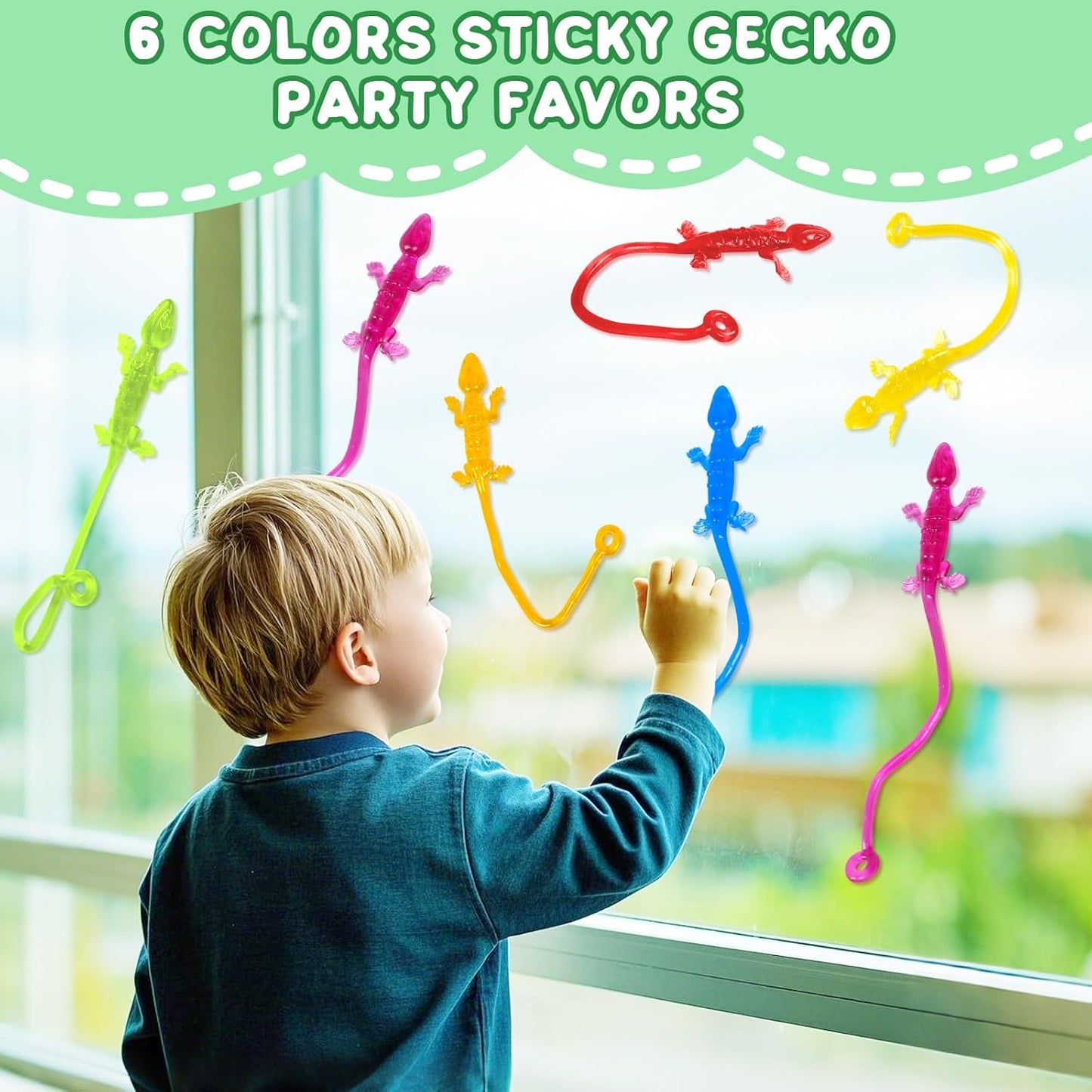 Skiennix 40pcs Sticky Gecko Toys - Fun Party Favors for Kids | Perfect for Goodie Bags & Classroom Exchanges