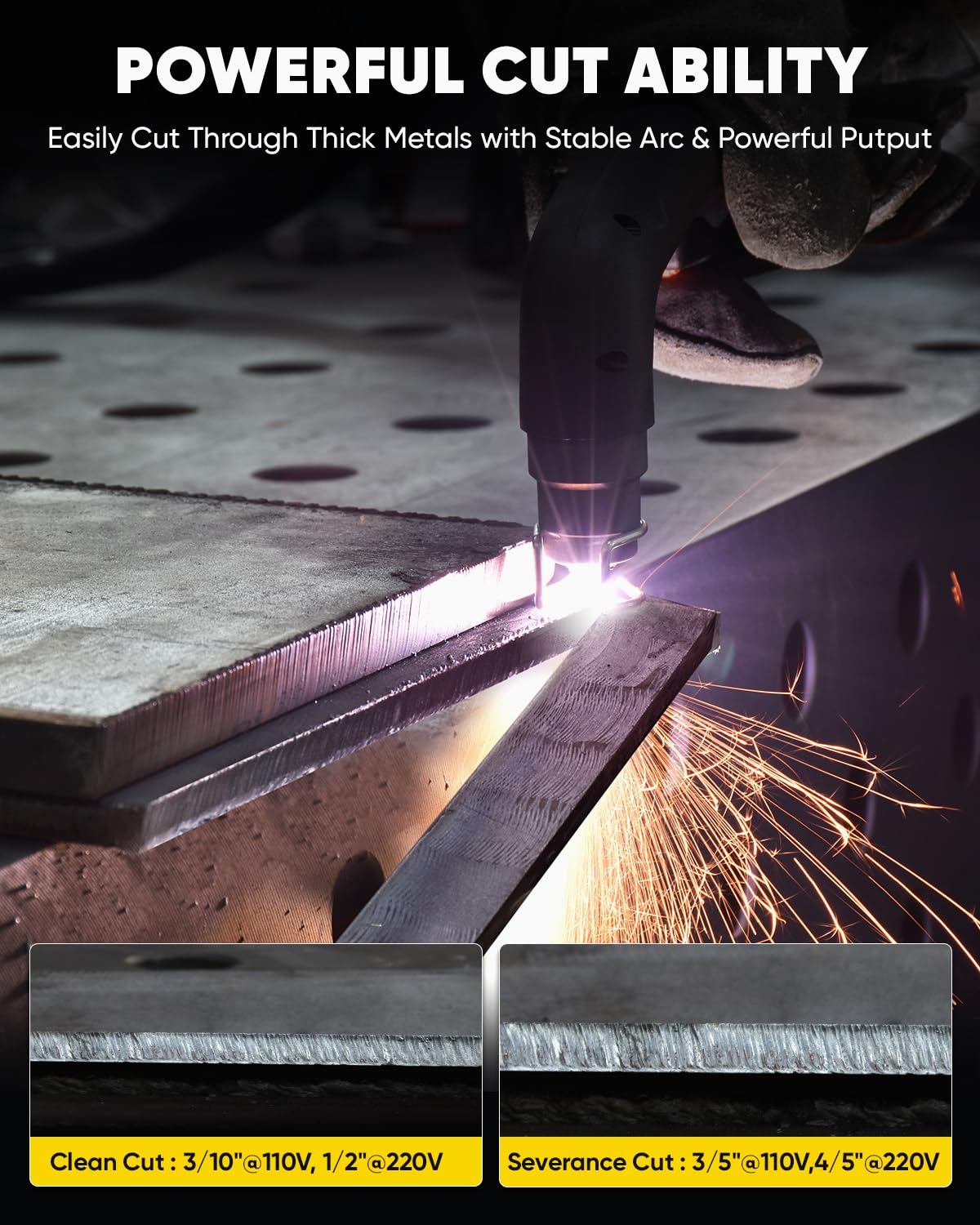 H HZXVOGEN Plasma Cutter 55A Non Touch Pilot Arc Plasma Cutters 110/220V Dual Voltage, Digital Display DC IGBT Inverter HF Air Plasma Cutting Machine, 1/2" Clean Cut 4/5" Max Cutting & 2T/4T(HVC55)