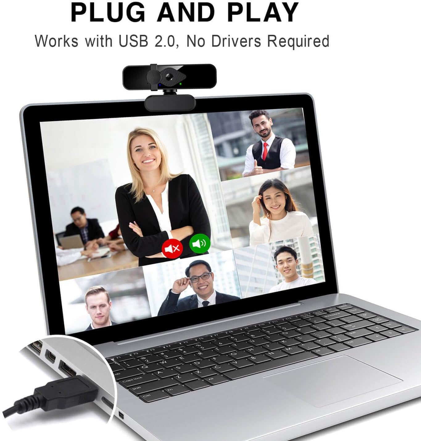Dobuhont 2K 85 Webcam for PC, View USB Computer Camera, with Noise Canceling Microphone & Privacy Cover, HD Web Cameras