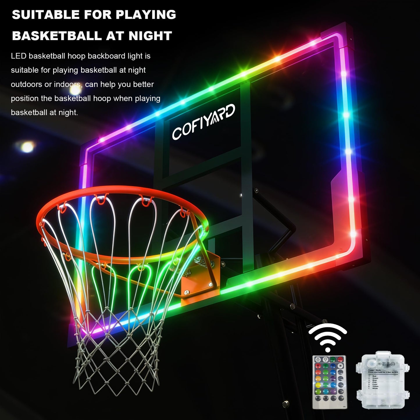 Cofiyard Basketball Hoop Outdoor with 44&48&54In Shatterproof Backboard, 5.25-10FT Height Portable Basketball Hoop with Sandbag, Adjustable Basketball Goal System