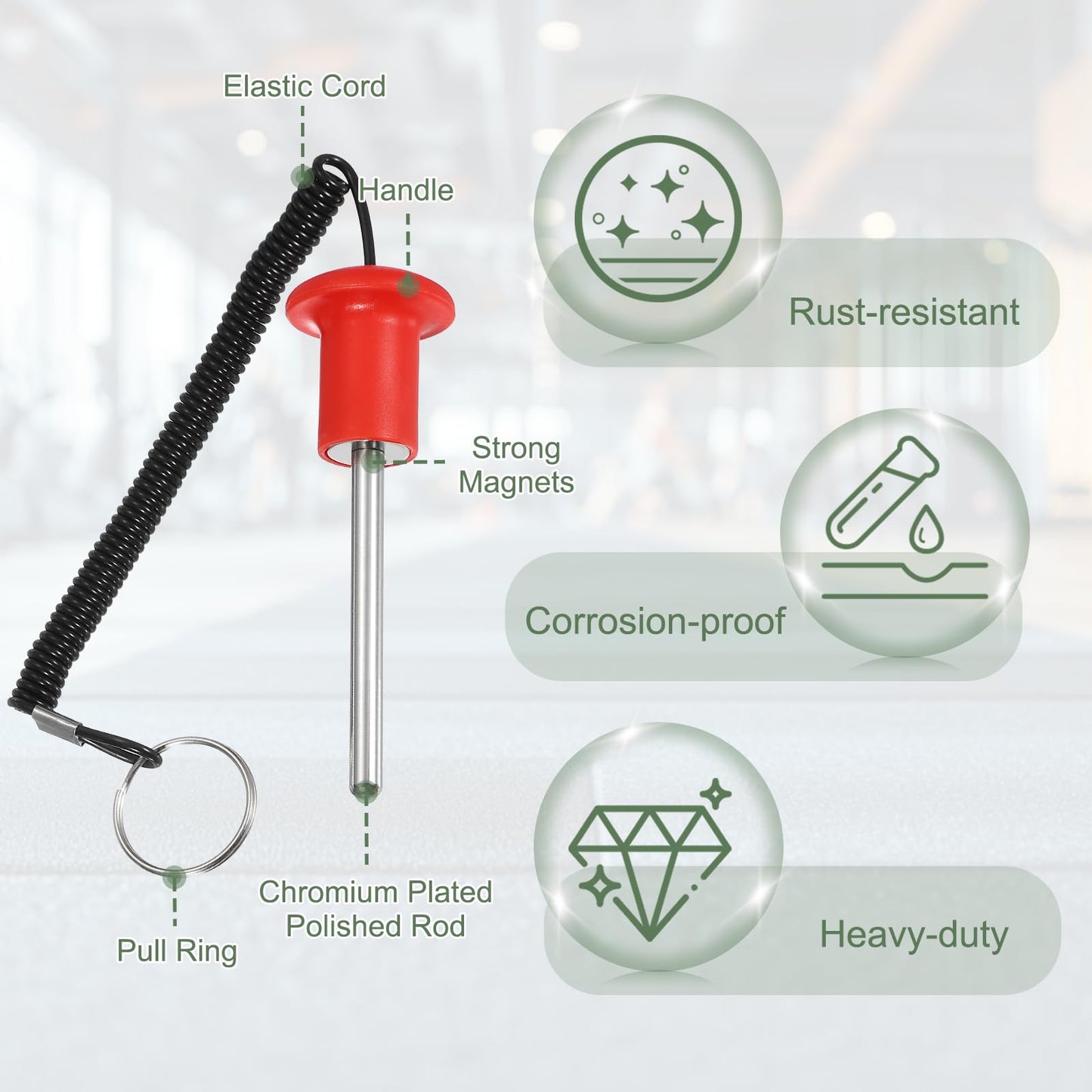 YELARXI Gym Pin, Weight Stack Pin Strength Training Lifting Equipment Replacement with Pull Rope 0.3 x 3.1 Inch & 2 Pcs & Red -Fitting for (Home/Gym/Club/Machine Insert Accessories)