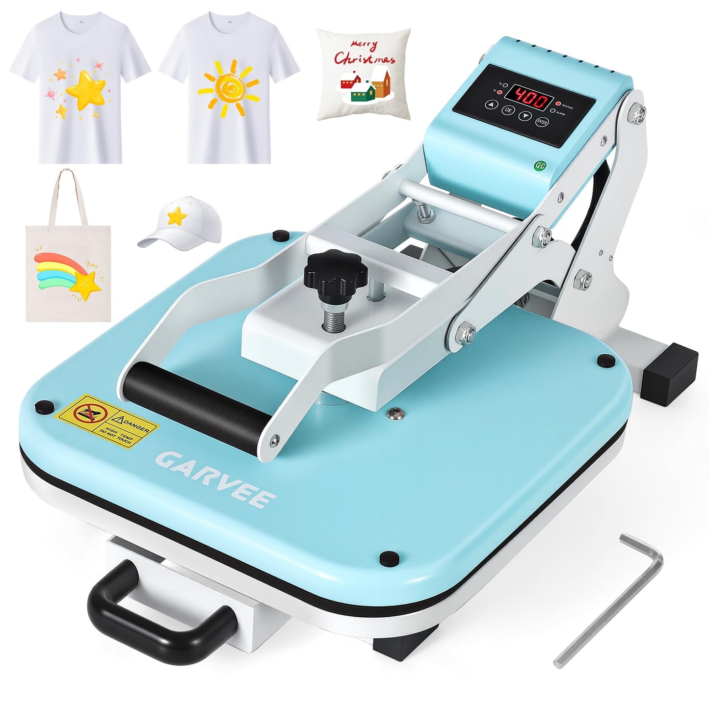 Garvee Heat Press,15x15 Heat Press Machine, Digital Industrial Sublimation Printer for T Shirts, High Pressure Fast Heating Transfer Vinyl Press, Easy to Use,Green