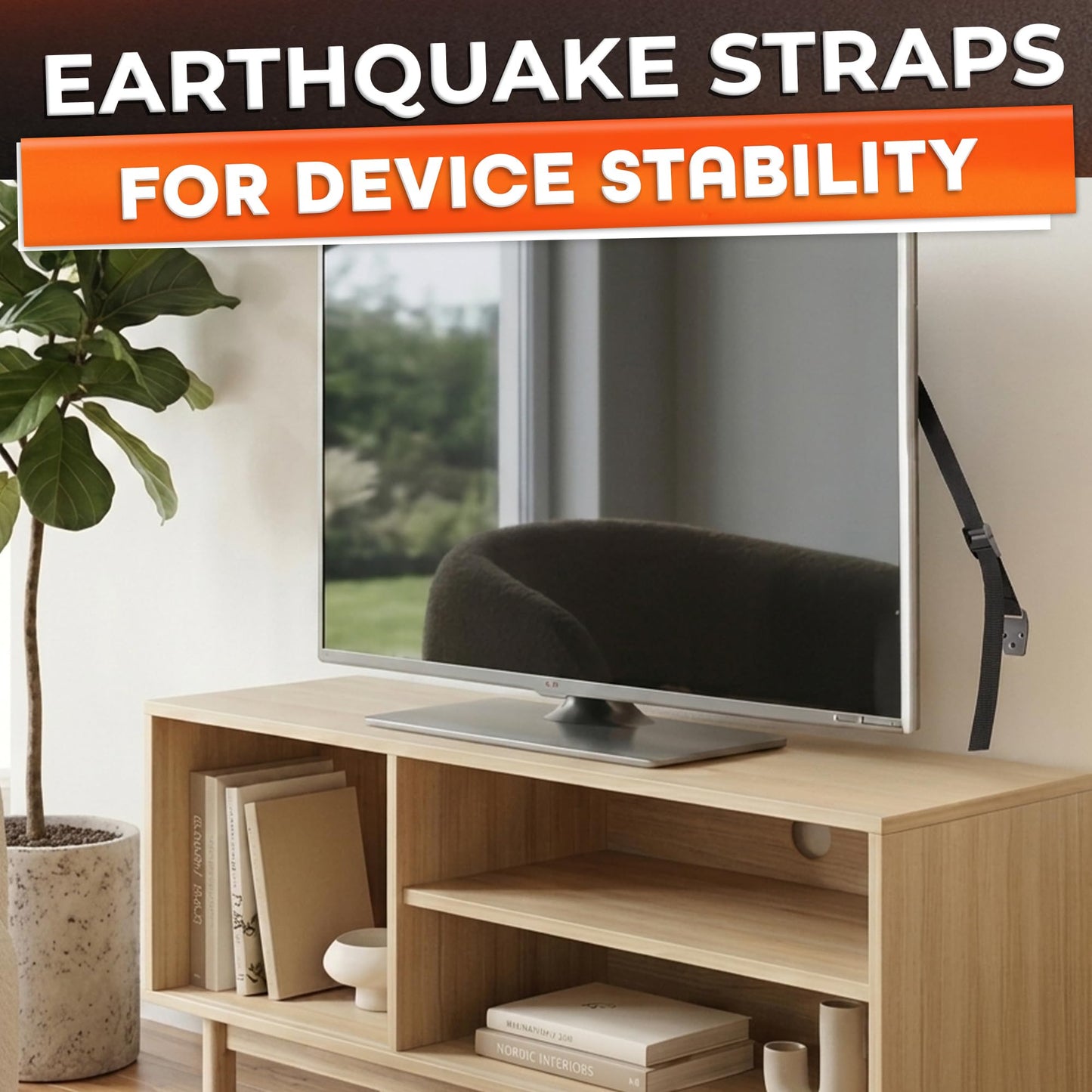 TV Straps Safety for Flat Screen - Anti-Tip TV Safety Straps for Furniture Anchoring, Easy to Setup and Hold-Up to 330 lbs, Adjustable 19"-39" Length Flexible Nylon, Wear-Resistant