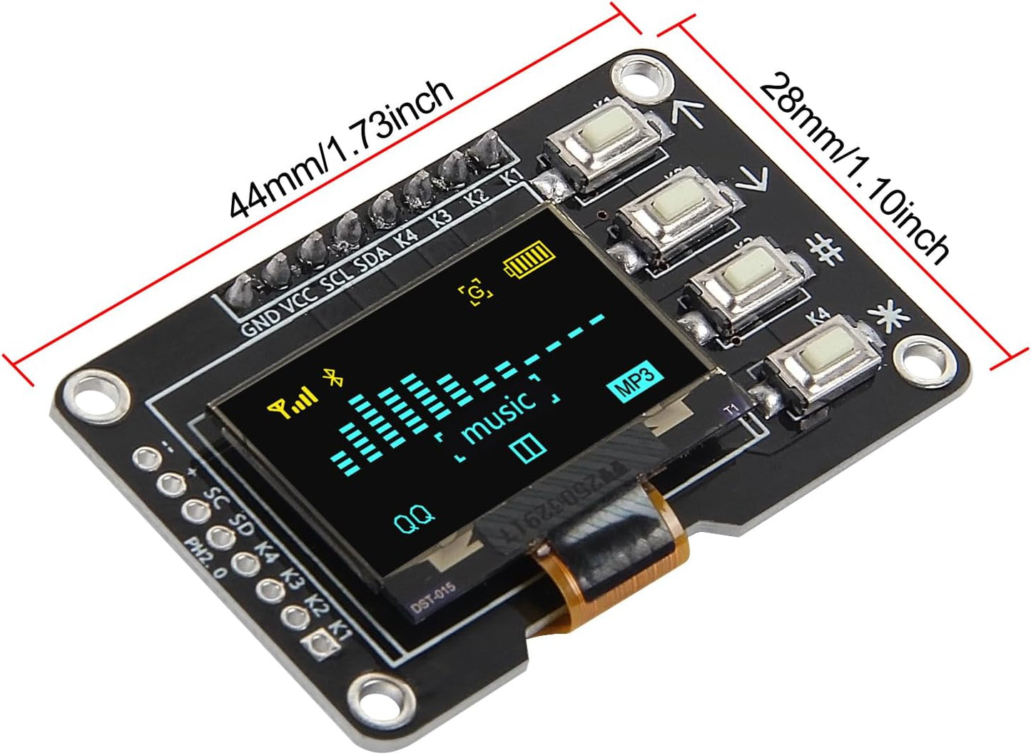 AITRIP 5PCS 0.96 Inch 12864 4 SSD1315 OLED Display Screen Screen Module with Matrix Key Interfaces Keyboard IIC