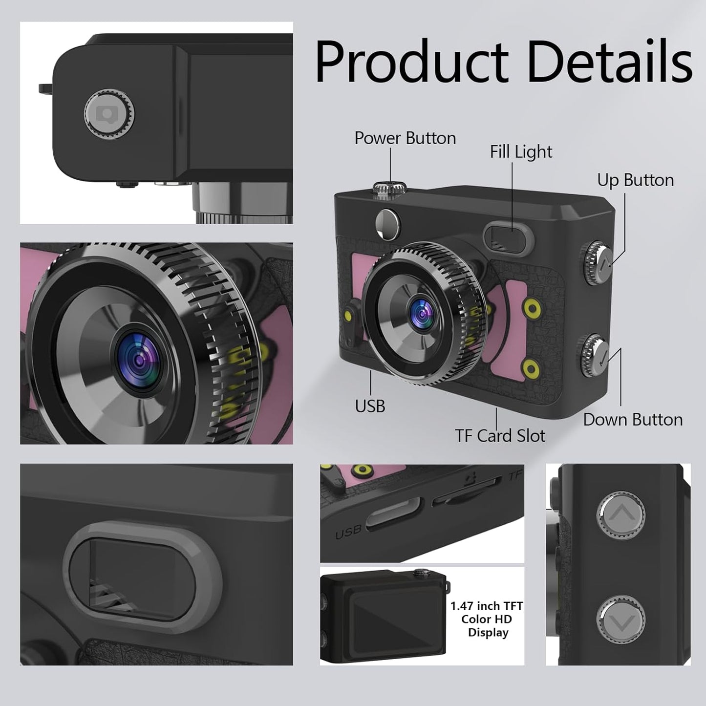 MGW Star 64GB, 1080P 120 Mini Keychain Camera Mini Retro Photo Video Camera, Minute Battery Life Portable Tiny Digital
