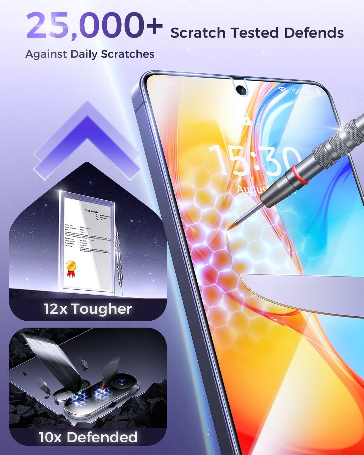 2+2 Pack S26 6.9'' 9H+ [12 DIMONCOAT for Samsung Galaxy Ultra Screen Protector with Camera Lens Protector, [TOP HD