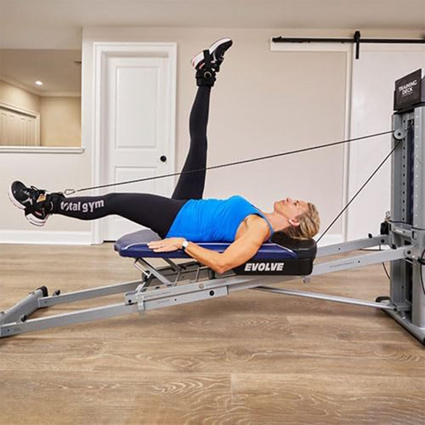 Total Gym Evolve, Incline Bodyweight Training Home Exercise Machine w/ Adjustable Glideboard, 16 Levels of Resistance, & Deluxe Squat Stand