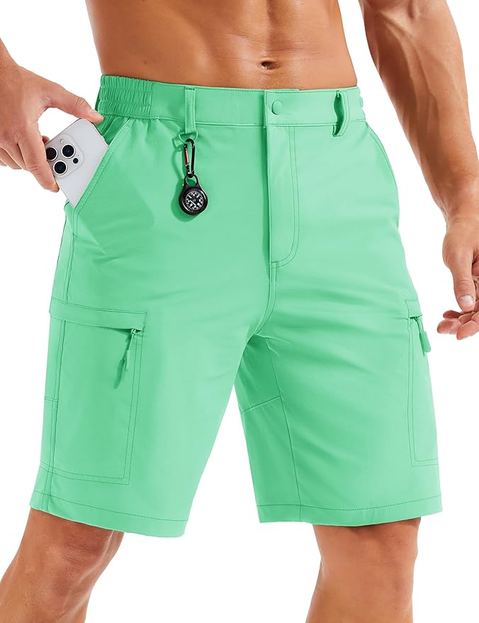 MAGCOMSEN Men's Hiking Cargo Shorts Quick Dry Lightweight 9" Golf Shorts Summer Casual Work Outdoor with 5 Zipper Pockets