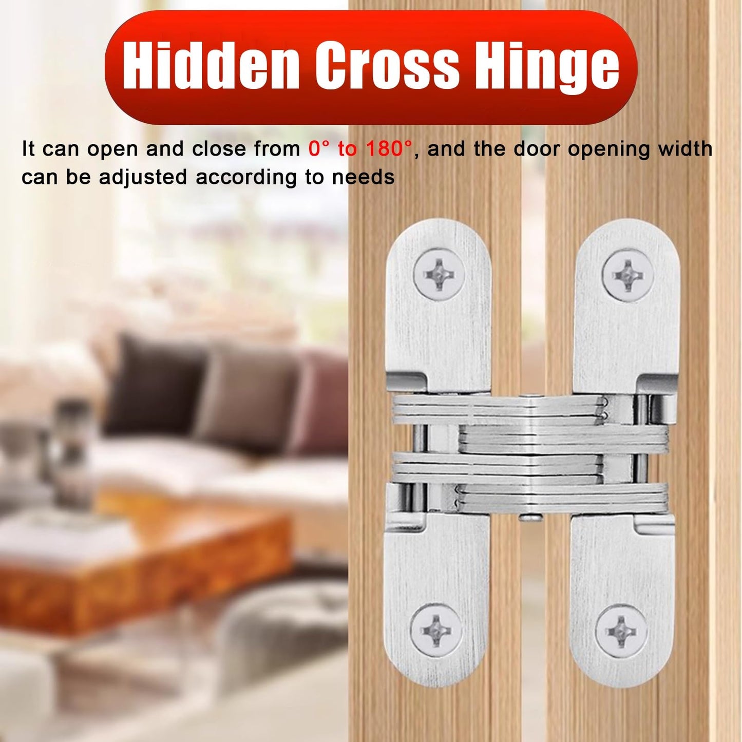 Sliding Door Rail with Dial-Adjusting Rollers, Invisible Folding Aluminium Track System Unit for Double Wood Doors, Barn Door Sliding Kit for Patio Bedroom(73inch/185.5cm)