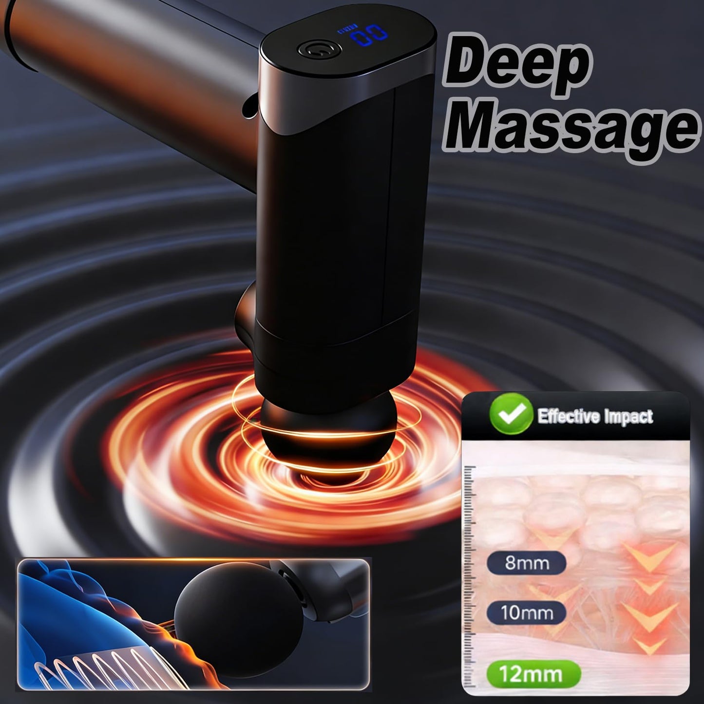 HISBO Foldable Massage Gun with Upgraded Extension Handle, 32 Speeds Massage Gun Deep Tissue - Back Massager for Pain Relief Deep Tissue, Muscles/Neck/Shoulders/Waist/Legs Massager